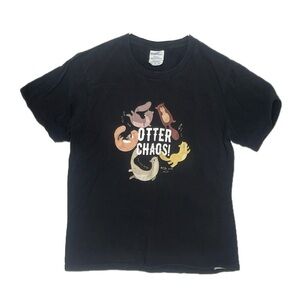 Kids unisex Otter Chaos black short sleeve tee shirt size medium